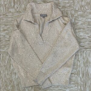 J. Crew Women's Sparkling Cream Cowl Neck Sweater